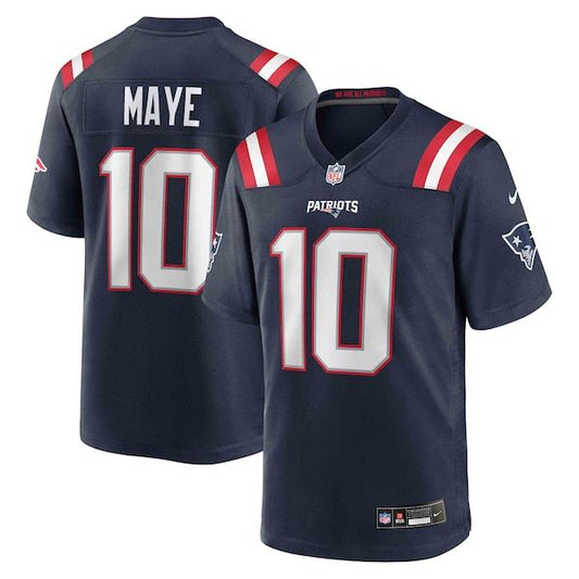 New England Patriots Drake Maye Game Jersey Navy