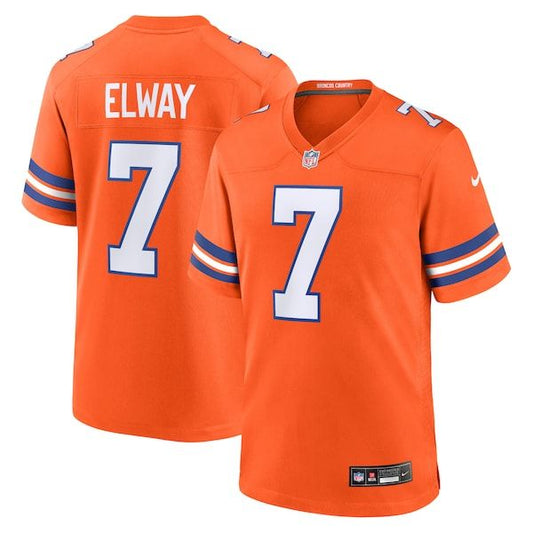 Denver Broncos John Elway Mile High Collection 1977 Throwback Retired Player Game Jersey Orange