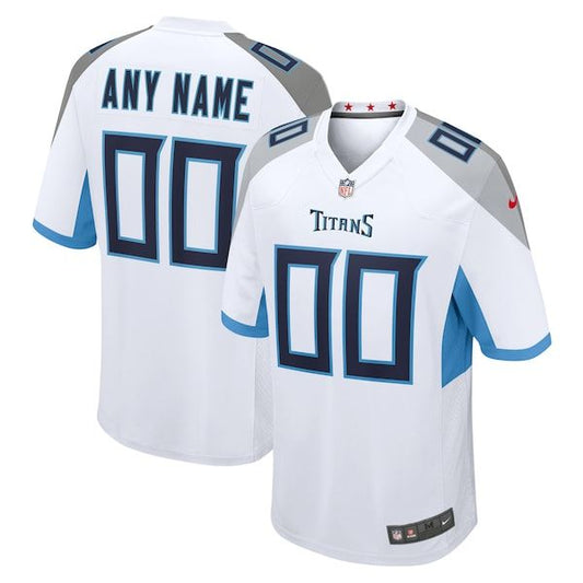 Tennessee Titans Custom Game Jersey White - White Navy Numbers